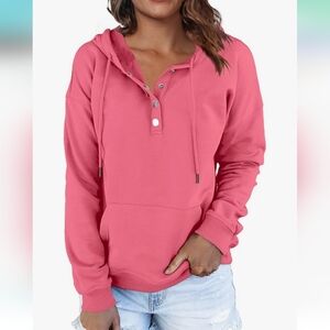 Ezymall Hooded Sweatshirt Womens XL Hoodie Pink Casual Oversized Soft Comfy  NWT